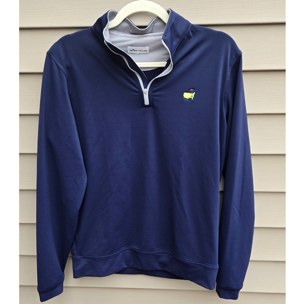 Peter Millar Masters Golf Quarter Zip Pullover Navy Blue Mens Medium